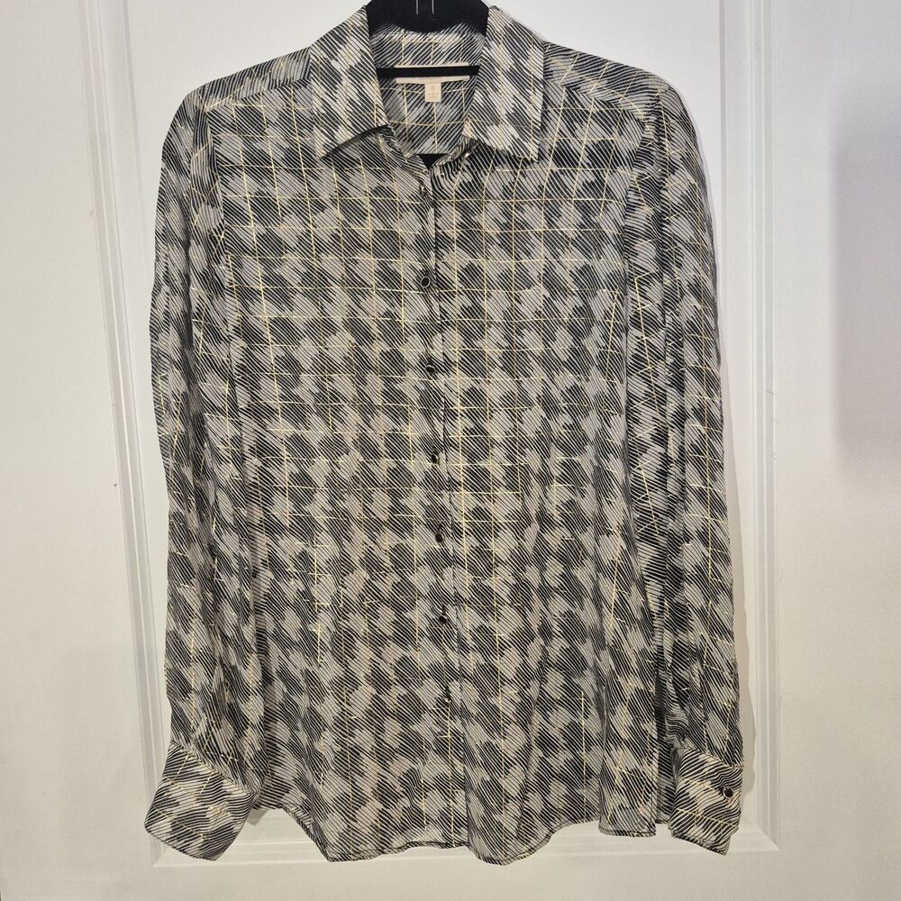 Electra Silk Blouse  Size 8 Office Interview Wear  Black Gold